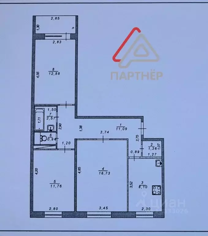 3-к кв. Ульяновская область, Димитровград Московская ул., 58 (65.4 м) - Фото 1