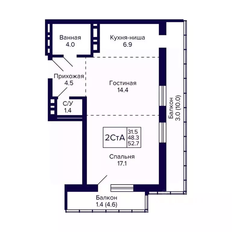 2-к кв. Новосибирская область, Новосибирск ул. Фрунзе, с1 (52.7 м) - Фото 0