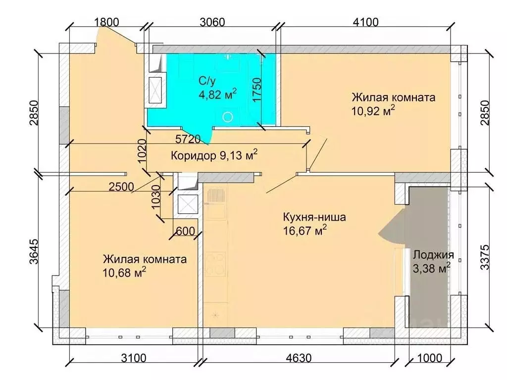 3-к кв. Кемеровская область, Кемерово ул. Дружбы, 10 (55.34 м) - Фото 1
