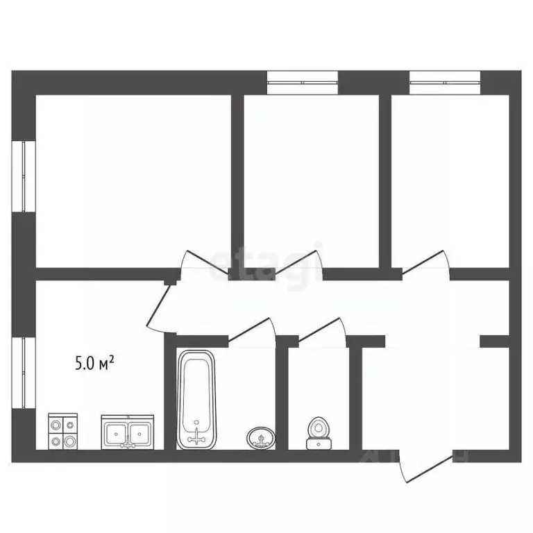 3-к кв. Ярославская область, Рыбинск Центральный п/р, пос. Северный, ... - Фото 2