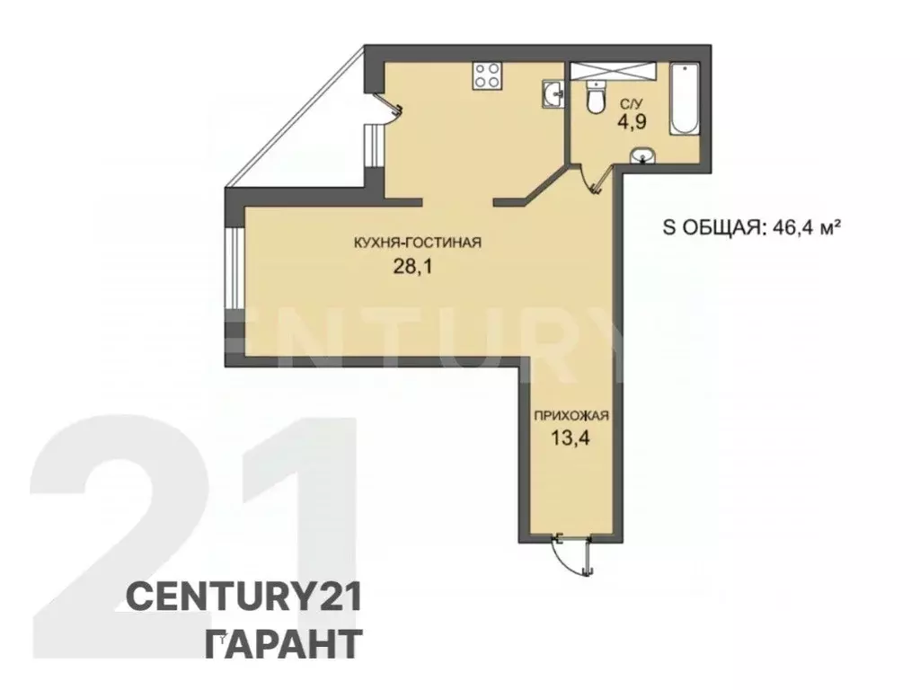 1-к кв. Санкт-Петербург Ленинский просп., 74к3 (46.4 м) - Фото 1
