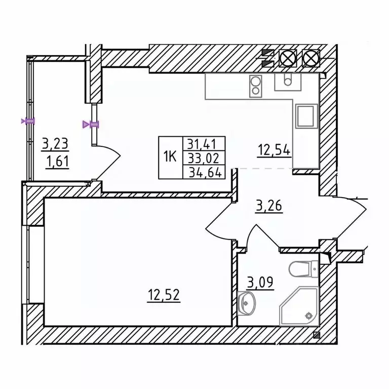 1-к кв. Калининградская область, Зеленоградск  (34.64 м) - Фото 0