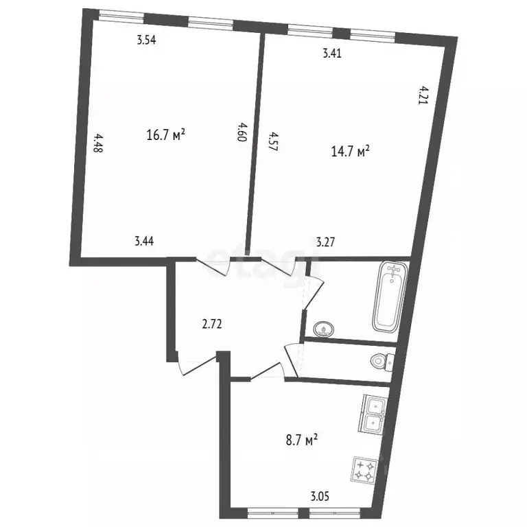 2-к кв. Санкт-Петербург Волковский просп., 14 (52.0 м) - Фото 1