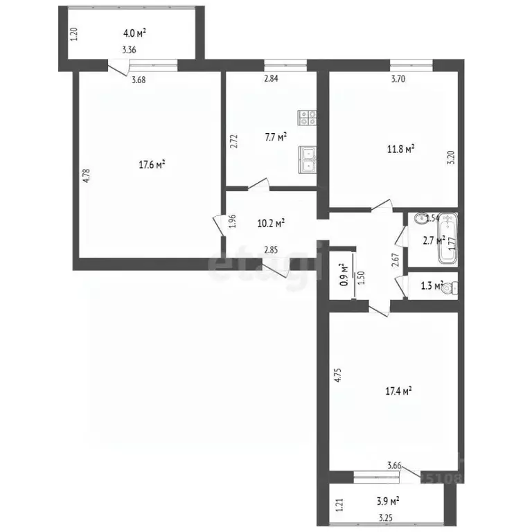 5-к кв. Башкортостан, Салават ул. Островского, 76А (90.7 м) - Фото 2