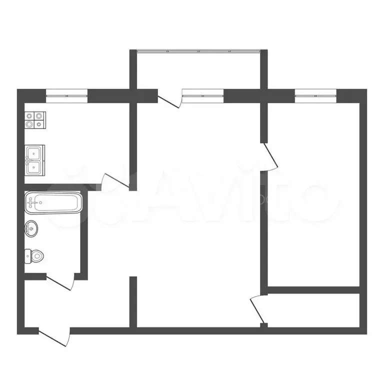 2-к. квартира, 43,3 м, 4/5 эт. - Фото 0