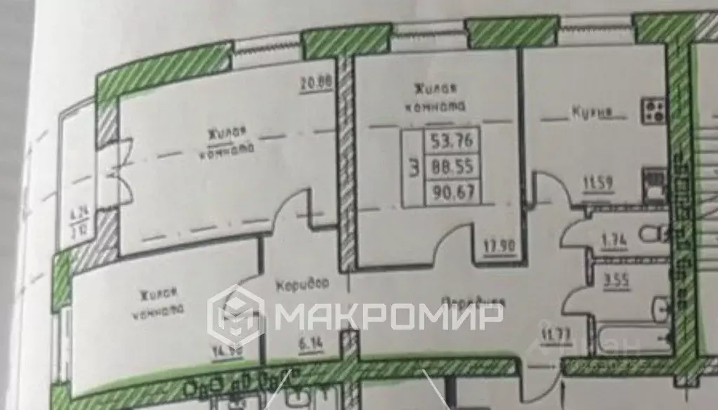 3-к кв. Орловская область, Орел Наугорское ш., 62 (90.67 м) - Фото 2
