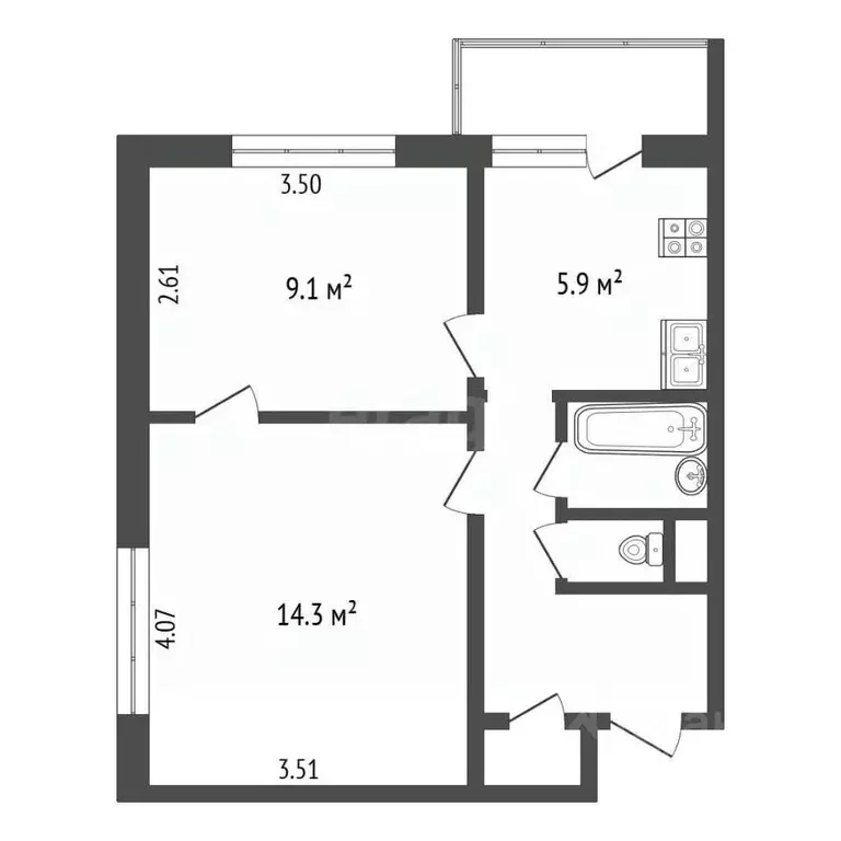 2-к кв. Москва Большая Марьинская ул., 5 (38.6 м) - Фото 2