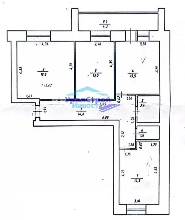 3-к кв. Башкортостан, Октябрьский 29-й мкр, 2 (79.6 м) - Фото 0