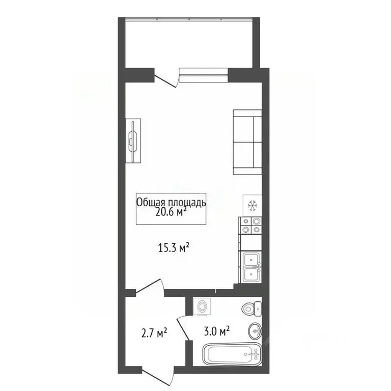 Студия Новосибирская область, Новосибирск ул. Дмитрия Шмонина, 2 (20.6 ... - Фото 2