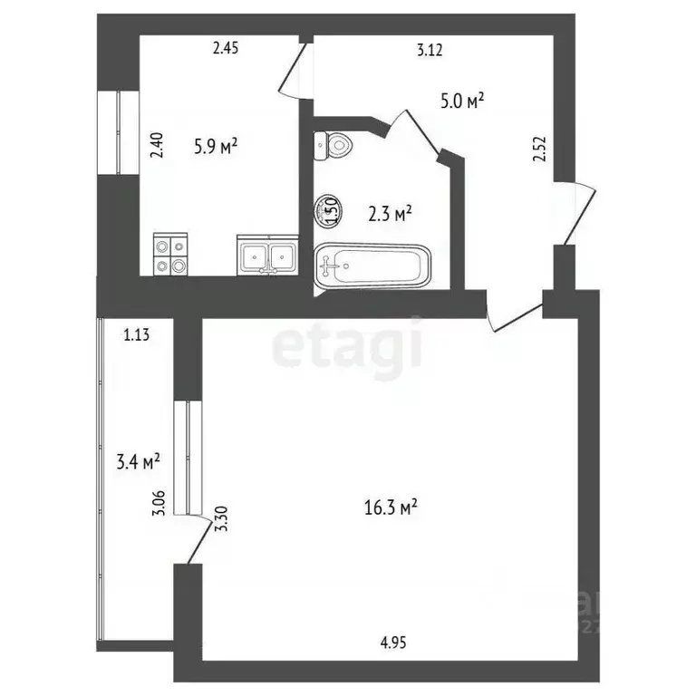 1-к кв. Тамбовская область, Тамбов городской округ, пос. Строитель, ... - Фото 2