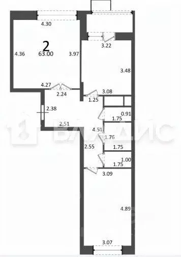 2-к кв. Москва 6-я Радиальная ул., 7/1к2 (63.0 м) - Фото 2