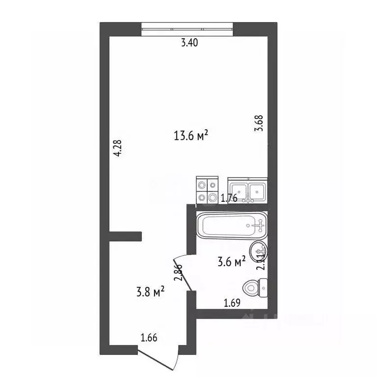 Студия Московская область, Балашиха ул. Бояринова, 36 (21.0 м) - Фото 2