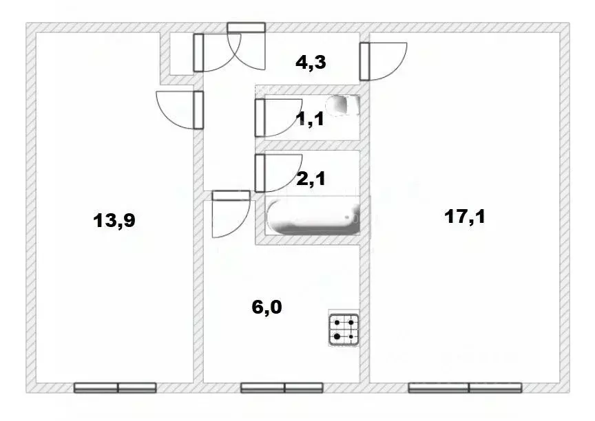2-к кв. Калининградская область, Калининград Печатная ул., 27 (47.0 м) - Фото 2
