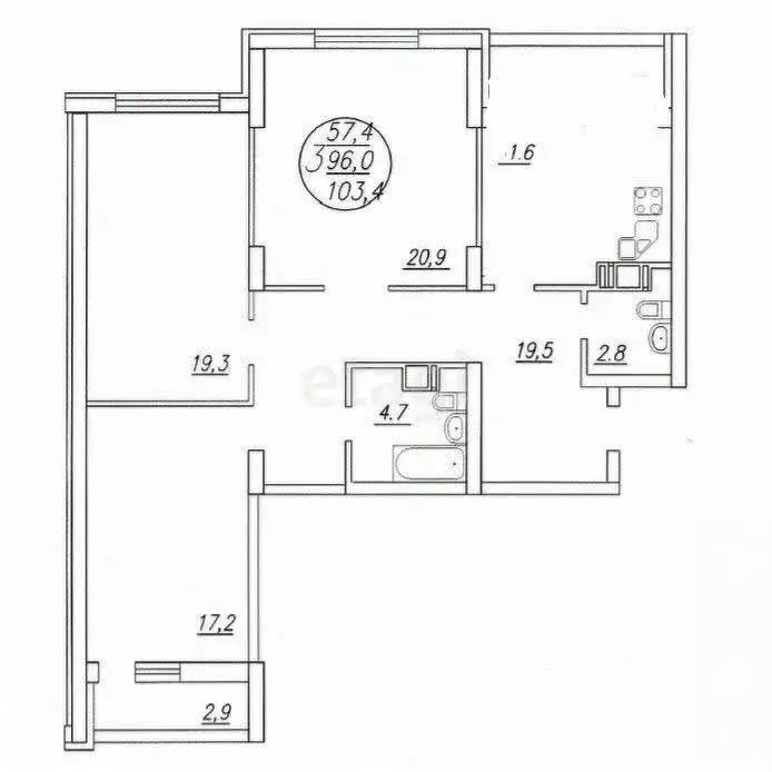 3-к кв. Саратовская область, Саратов Царицынский жилой комплекс, 2 ... - Фото 2