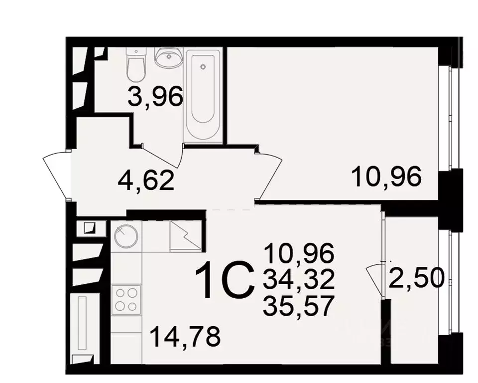 1-к кв. Рязанская область, Рязань ул. Чкалова (34.32 м) - Фото 1
