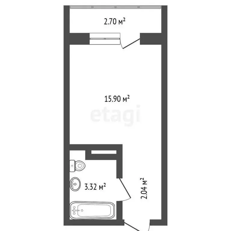 Квартира-студия: Тюмень, Интернациональная улица, 199к4 (15.8 м) - Фото 1