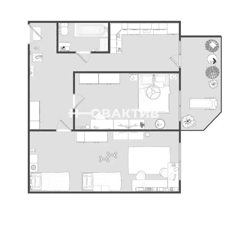 2-комнатная квартира: Новосибирск, улица Дуси Ковальчук, 238 (67.25 м) - Фото 1