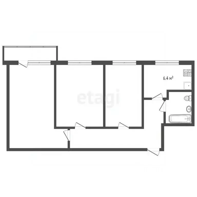 3-к кв. Архангельская область, Архангельск Советская ул., 15к1 (60.5 ... - Фото 2