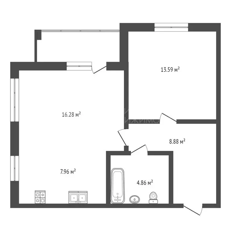 2-комнатная квартира: Тюмень, улица Игоря Комиссарова, 22 (53.65 м) - Фото 0