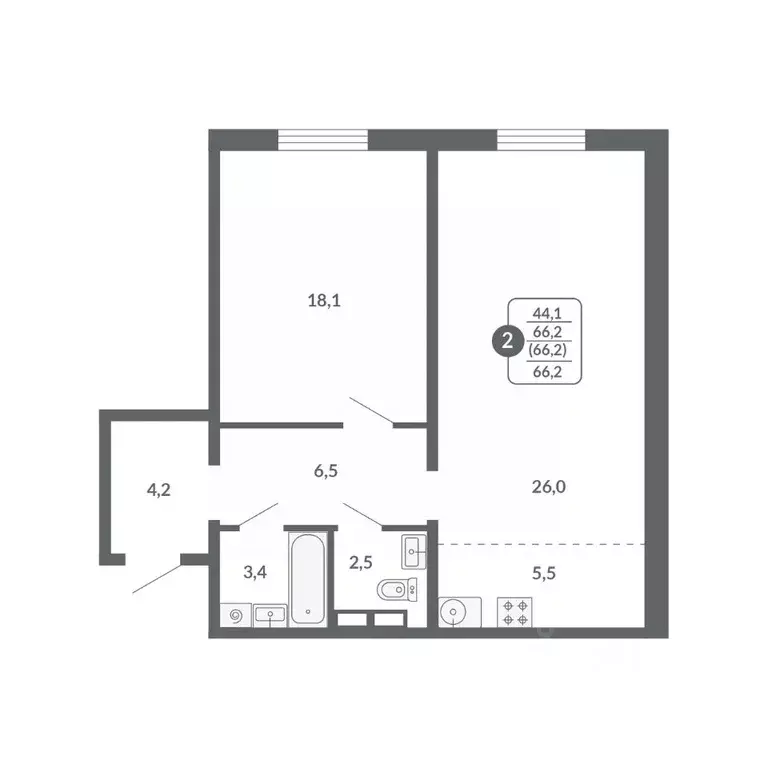 2-к кв. Кировская область, Киров ул. Потребкооперации, 34 (66.2 м) - Фото 1