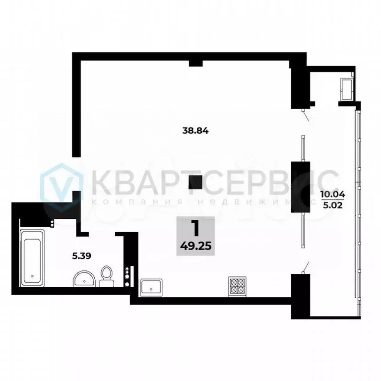 1-к. квартира, 44,5 м, 15/19 эт. - Фото 1