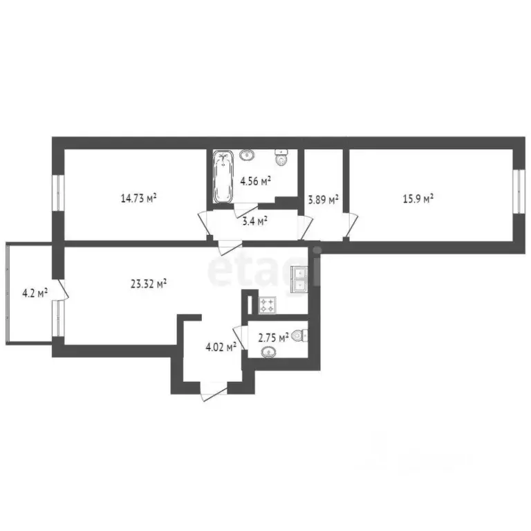 3-к кв. Санкт-Петербург Белоостровская ул., 10к1 (75.3 м) - Фото 1