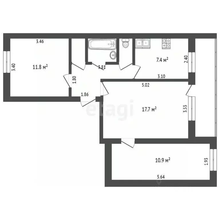 3-к кв. Тюменская область, Тюмень Полевая ул., 27 (58.0 м) - Фото 2