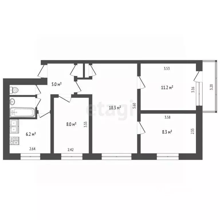 4-к кв. Ростовская область, Батайск ул. Гайдара, 5 (61.0 м) - Фото 2