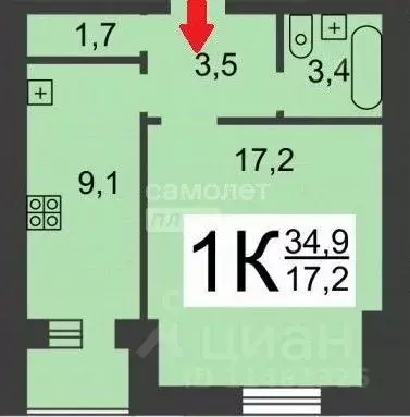 1-к кв. Нижегородская область, Нижний Новгород Северный жилрайон, ул. ... - Фото 2