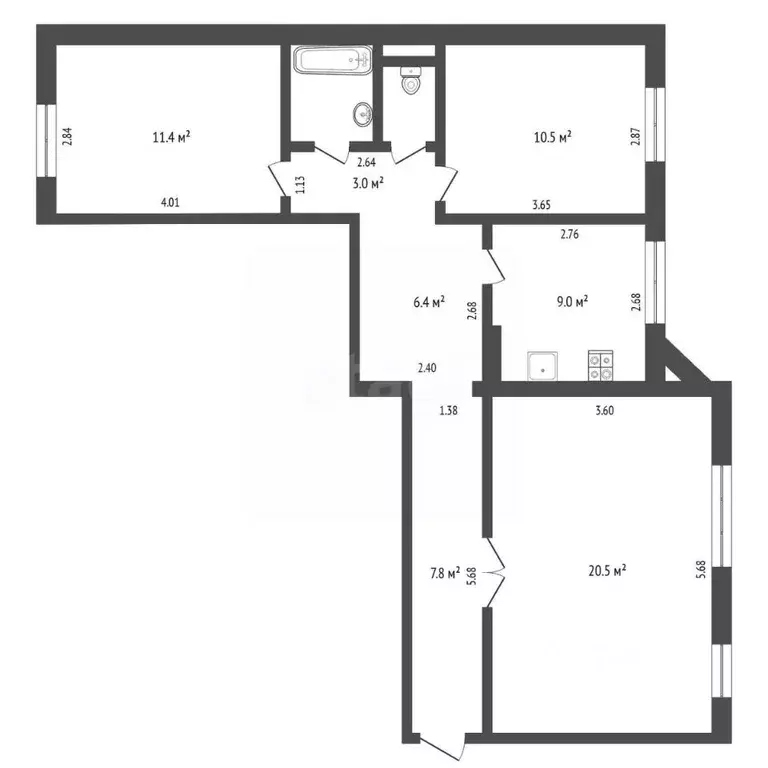 3-к кв. Тюменская область, Тюмень Депутатская ул., 106 (71.4 м) - Фото 2