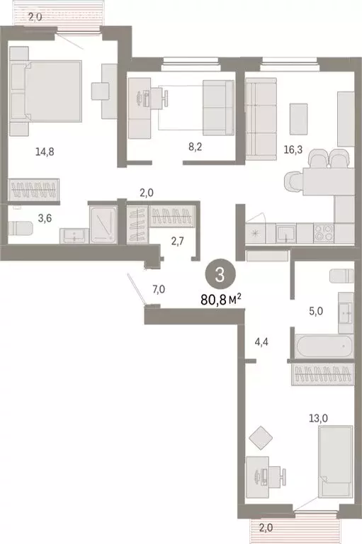 3-комнатная квартира: Екатеринбург, микрорайон Академический, 19-й ... - Фото 1