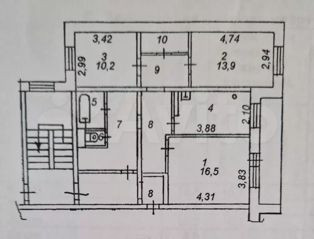 3-к. квартира, 76,5 м, 3/5 эт. - Фото 0