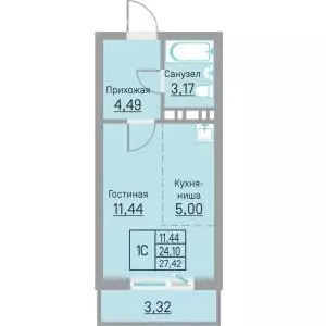 Квартира-студия: Пермь, Белозёрская улица, 26 (27.42 м) - Фото 1