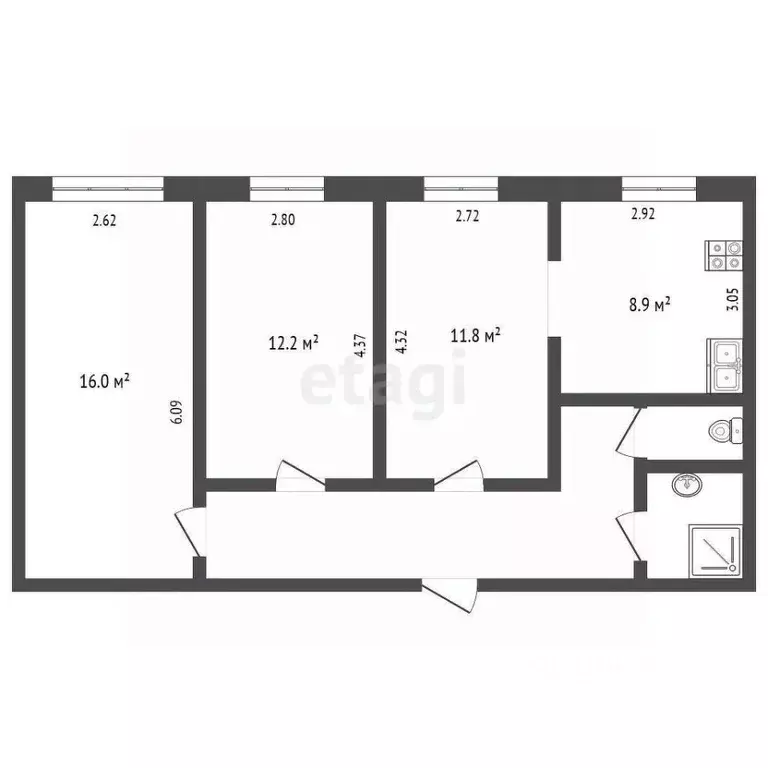 3-к кв. Ямало-Ненецкий АО, Ноябрьск Вынгапуровский мкр, ул. ... - Фото 1