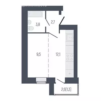 Квартира-студия: Берёзовский, ЖК Философия Идеалистов на Первомайском ... - Фото 1