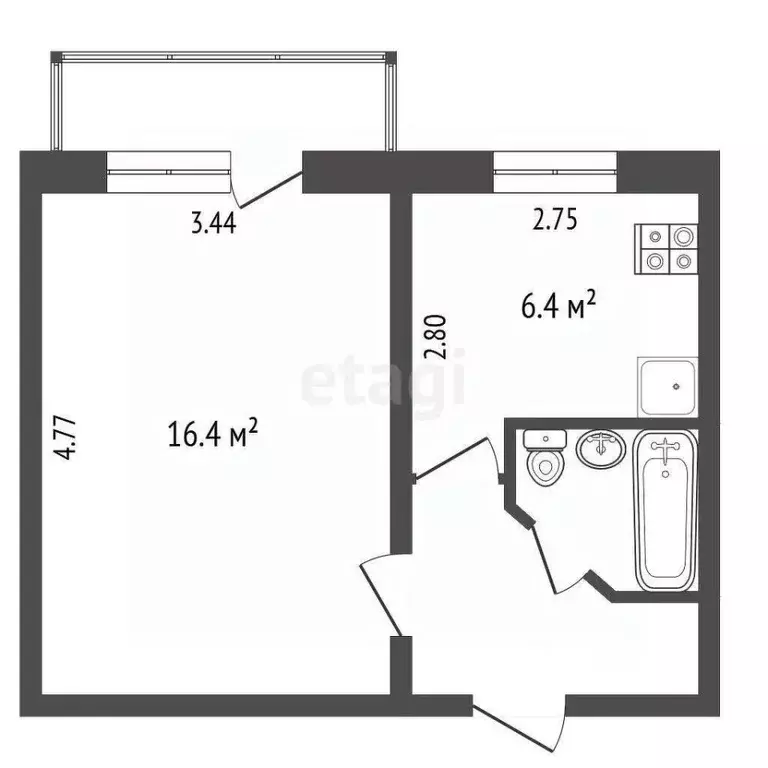 1-к кв. Белгородская область, Белгородский район, Беловское с/пос, с. ... - Фото 2