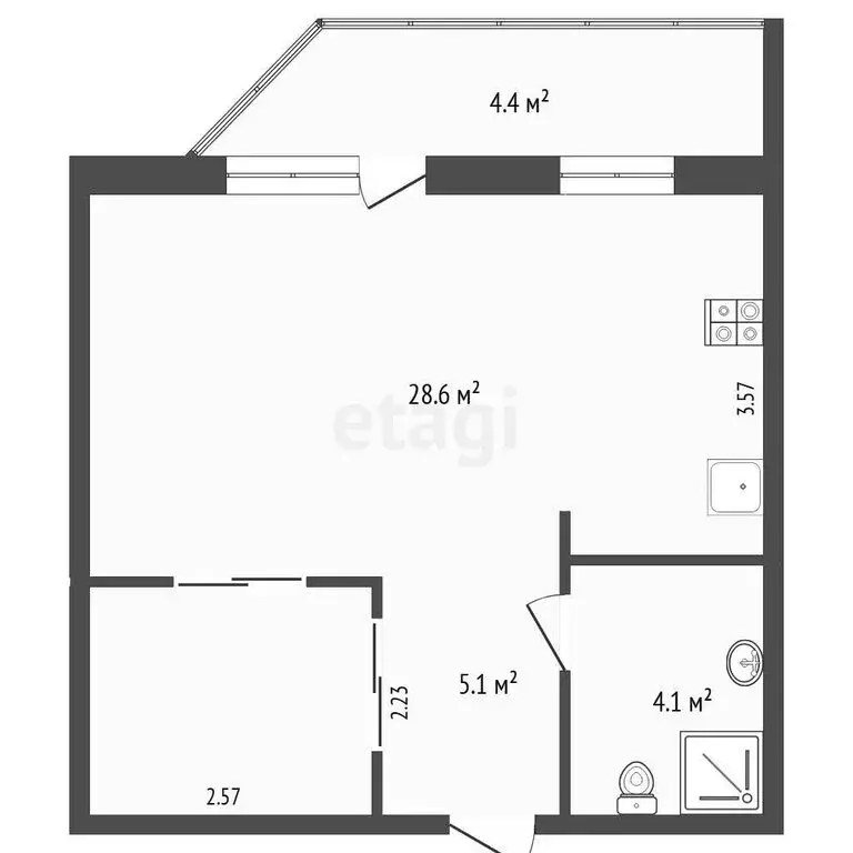 Квартира-студия: Тюмень, улица Карла Маркса, 8 (37.6 м) - Фото 1