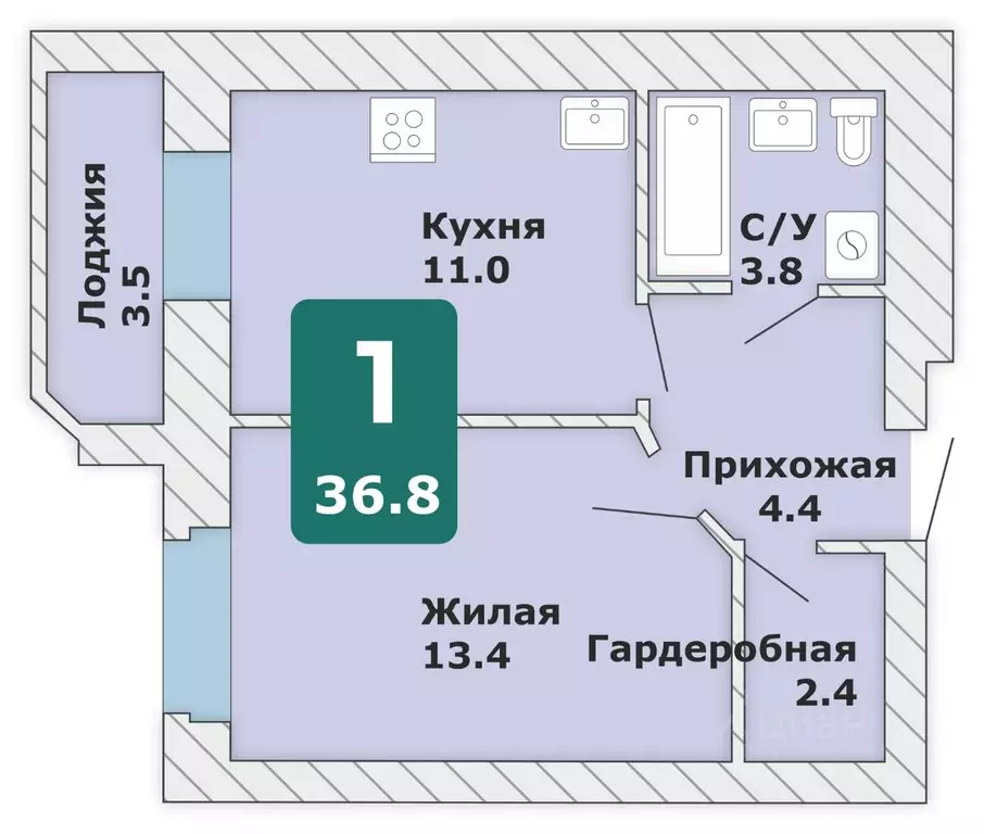 1-к кв. Чувашия, Чебоксары Новый Город мкр, Время жить жилой комплекс ... - Фото 1