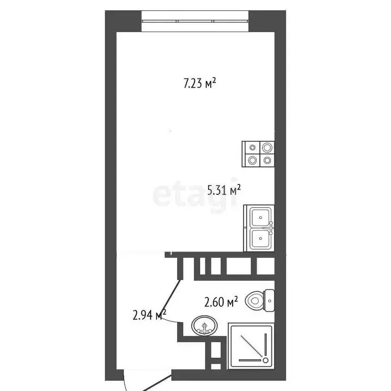 Квартира-студия: Тюмень, улица Первооткрывателей, 14 (17.6 м) - Фото 1