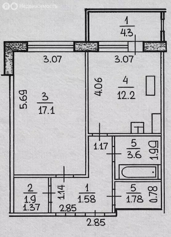 2-комнатная квартира: Уфа, улица Набережная реки Уфы, 3/1 (44.3 м) - Фото 2