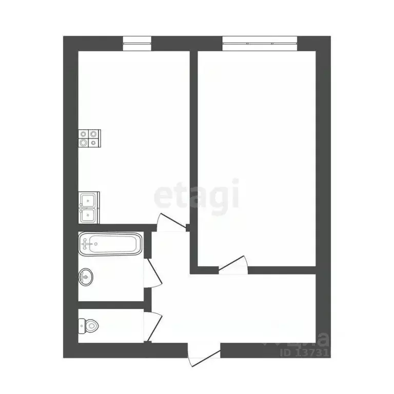 1-к кв. Псковская область, Псков Коммунальная ул., 54 (29.1 м) - Фото 2