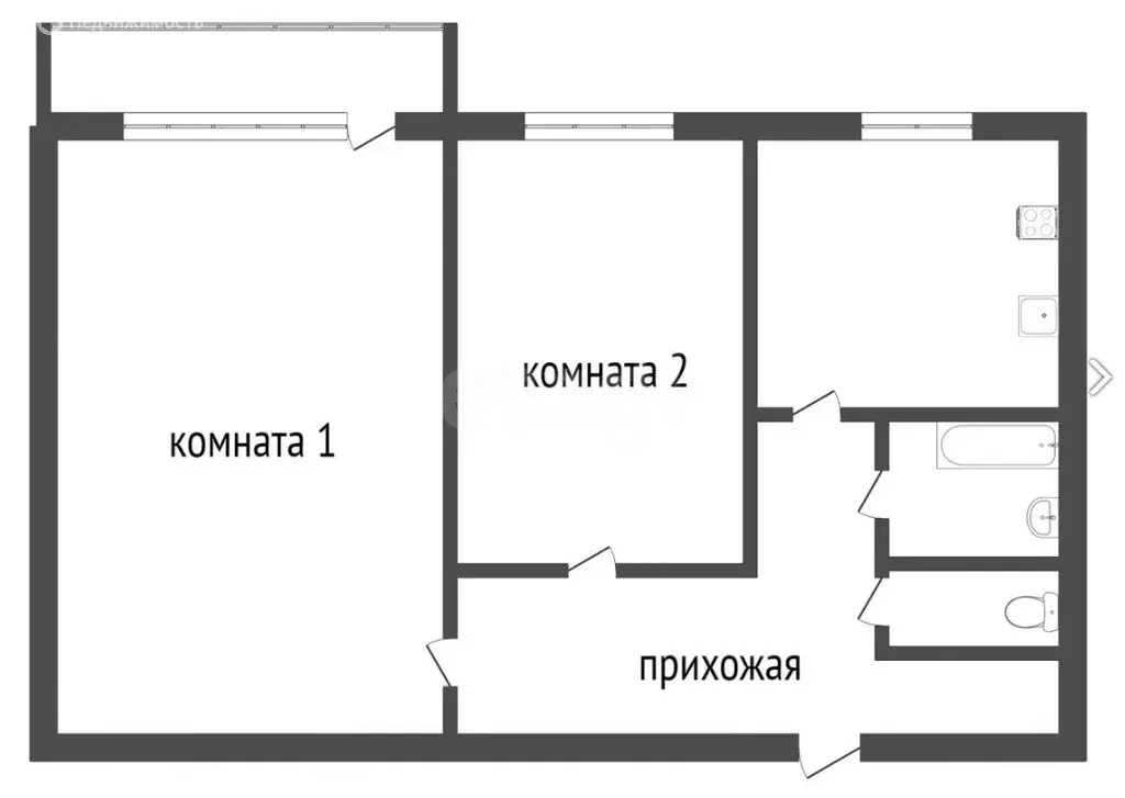 2-комнатная квартира: Абакан, Торговая улица, 30 (43.8 м) - Фото 1
