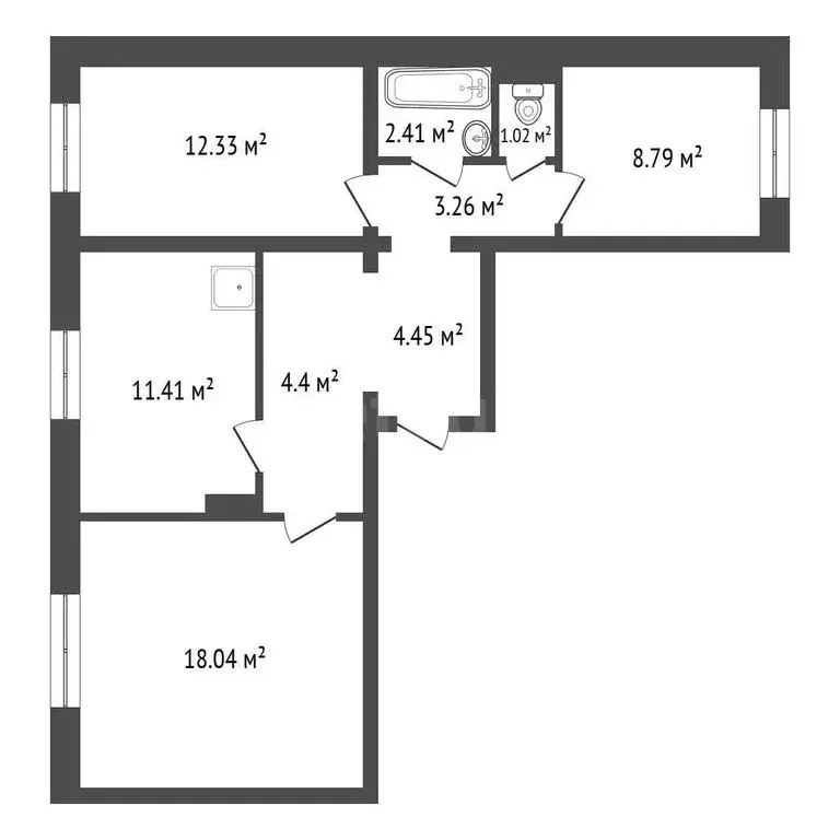 3-комнатная квартира: Красноярск, улица Дмитрия Мартынова, 22 (69.4 м) - Фото 1