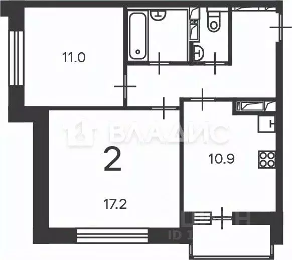 2-к кв. Москва Полярная ул., 3 (53.7 м) - Фото 2