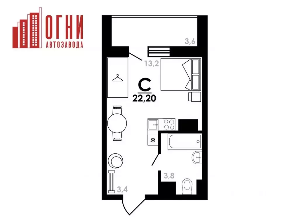 Студия Нижегородская область, Нижний Новгород Коломенская ул., 8к4 ... - Фото 0