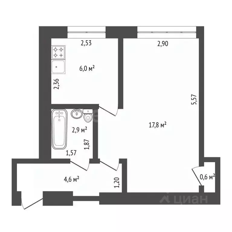 1-к кв. Башкортостан, Уфа ул. Правды, 4 (31.9 м) - Фото 1