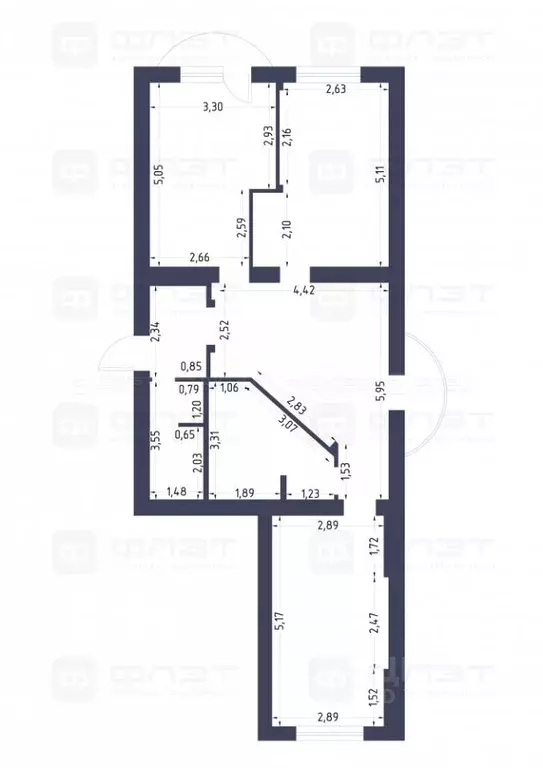 2-к кв. Татарстан, Казань ул. Зои Космодемьянской, 1 (86.8 м) - Фото 1