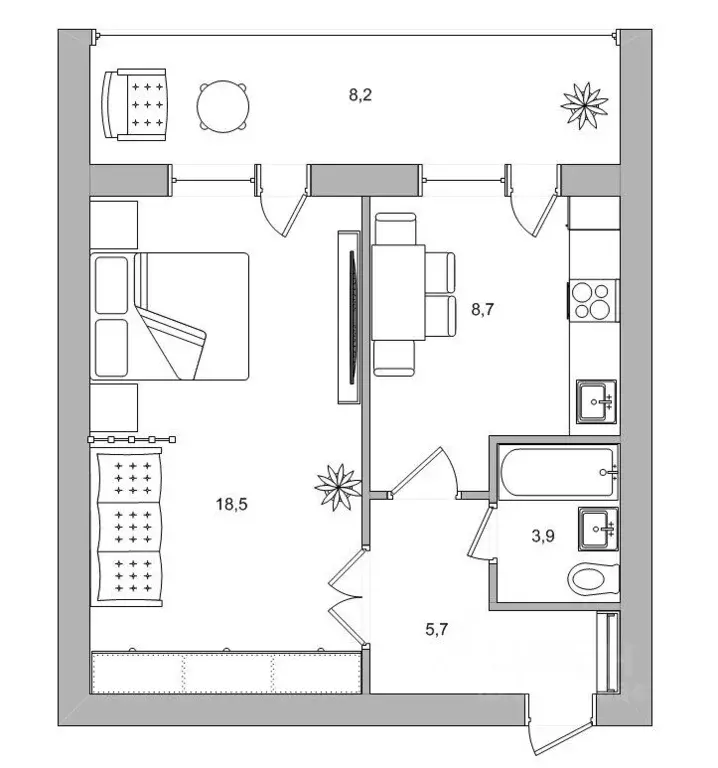 1-к кв. Амурская область, Благовещенский район, с. Чигири ул. ... - Фото 2