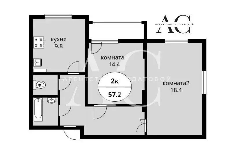 2-комнатная квартира: Екатеринбург, улица Краснолесья, 157 (57.2 м) - Фото 1