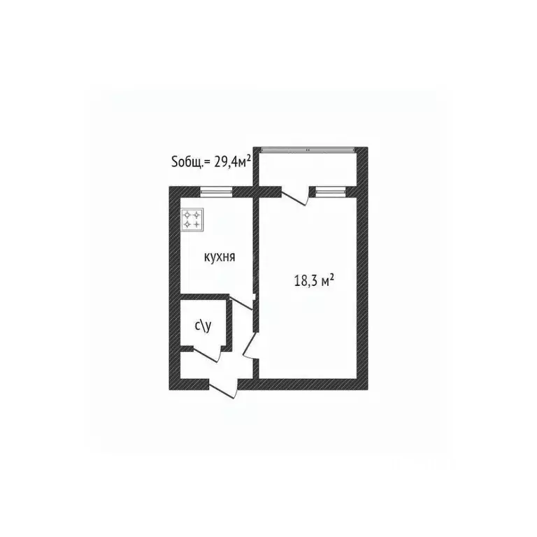 1-к кв. Брянская область, Брянск Орловская ул., 27 (29.4 м) - Фото 0